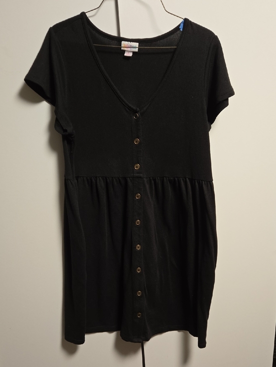 LuLaRoe Dresses & Skirts - LuLaRoe Black Short Sleeve Button-Front Mini Dress